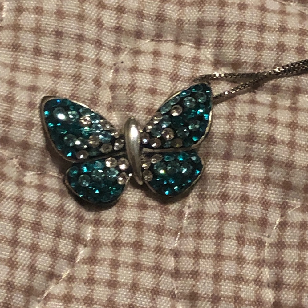 Crystal Butterfly Charm Silver 925 Chain